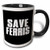 3dRose Save Ferris-Two Tone Black Mug, 11 oz, Multicolored