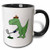 3dRose Funny Trex Dinosaur Playing Golf Mug, 11 oz, Black/Green