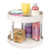 mDesign 2 Tier Lazy Susan Turntable Food Storage Container for Cabinets, Pantry, Fridge, Countertops - Spinning Organizer for Spices, Condiments - Cream/Chrome