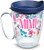 Tervis Mimi Dainty Floral Insulated Travel Tumbler with Wrap and Navy Blue Lid, 16 oz Mug - Tritan, Clear