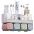 ÖSSZEFUT Toothbrush Holder Automatic Toothpaste Dispenser with Toothpaste Squeezers, Toothpaste Holder Bathroom Organizer 4 Cups Holder Stand