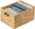 Natural Woven Water Hyacinth Wicker Rectangular Storage Bin Basket with Handles, Large
