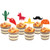 Fiesta Cupcake Toppers, Mexican Themed Cactus Donkey Taco Pepper Sombrero Mustache Party Decorations, 24 pcs