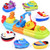 FUN LITTLE TOYS Baby Bath Toys  7 PCs Toy Boats Include One Big Wind Up Bath Boat and 6 Bath Squirters Toy Boats  Birthday Gifts for Boys   Girls