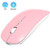 Bluetooth Mouse, Noiseless Mouse with USB Receiver, Slim Dual Mode(Bluetooth + USB) Rechargeable Bluetooth Wireless Mouse for Laptop, iPad, MacBook Pro,Computer,Notebook, PC (Pink)