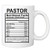 Pastor Nutritional Facts Coffee Mug - 11oz Cup for Religious Congregation Church Pastors, Youth Pastor, Christians - Appreciation Christmas Mug For Him