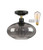 Seenming Lighting Industrial Smoky Glass Semi Flush Mount Ceiling Pendant Light (Include Edison Bulb) Plating Black+Antique Brass Porch Hallway Kitchen Island Corridor Bedroom Bar Hanging Light