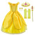 Princess Costume for Girls Party Fancy Dress Up with Accessories 6-7 Years(Style3 130cm) Yellow