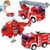 TeganPlay 3 Pack Friction Powered Fire Rescue Vehicle Car Set with Lights and Sounds Including Helicopter, Firefighter and Fire Engine Toys for Boys Toddlers