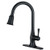Matte Black Pull Down Brass Kitchen Faucet,Single Handle High Arc Brass Pull Out Kitchen Sink Faucet with Sprayer Head, Single Hole and 3 Hole Deck Mount with Deck Plate