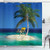 Ambesonne Seaside Shower Curtain, Chair Under a Palm Tree on a Small Uninhabited Tropical Island Clear Ocean, Cloth Fabric Bathroom Decor Set with Hooks, 70" Long, Blue Sand