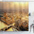 Ambesonne Cityscape Shower Curtain, Westminster Aerial View with Thames River and London Urban Cityscape Panoramic, Cloth Fabric Bathroom Decor Set with Hooks, 70" Long, Yellow