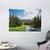 Ambesonne Landscape Tapestry, Riverside Flowing Mountain with Towering Pine Trees and Rainbow Clouds Sunny Day, Wide Wall Hanging for Bedroom Living Room Dorm, 60" X 40", Hunter Green