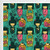 Lunarable Japanese Fabric by The Yard, Traditional Kokeshi Dolls in Folk Clothes with Sakura Flowers Geisha, Decorative Fabric for Upholstery and Home Accents, 1 Yard, Green Teal