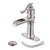 BWE Bathroom Sink Faucet Brushed Nickel with Pop Up Drain and Supply Hose Lead-free Single Handle Single Hole Waterfall Bathroom Faucet Lavatory Mixer Tap