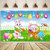 Happy Easter Party Backdrop Banner, Spring Easter Rabbit Colorful Eggs and Chick Sign Green Grass Yard Photo Background Bunny Photography for Easter Party Decoration, Easter Egg Hunt Game Supplies