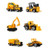 Halloluck 6 Pcs Inertia Toy Early Engineering Vehicles Truck Cars Toys Friction Powered Kids Dumper, Bulldozers, Forklift, Tank Truck, Asphalt Car and Excavator Toy for Children Kids Boys and Girls