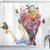 Ambesonne Floral Shower Curtain, Colorful Spring Flowers Leaves with a Long Haired Woman Butterfly Artwork Image, Cloth Fabric Bathroom Decor Set with Hooks, 70" Long, Beige Blue