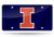 NCAA Rico Industries Laser Inlaid Metal License Plate Tag, Illinois Fighting Illini