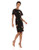 Calvin Klein Women's Velvet Sheath with Flutter Sleeve, Black/Multi, 12