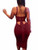 BEAGIMEG Women's Sexy Lace Up Backless Bodycon Midi Party Club Dress Wine Red