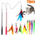 MeoHui 11PCS Retractable Cat Feather Toy Set, Interactive Cat Toys Wand with 2 Poles & 9 Attachments Worm Bird Feathers, Cat Feather Teaser Wand Toy for Kitten Cat Having Fun Exercise Playing