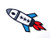 Rocket Shuttle Space Ship Cute Cartoon Logo Applique Embroidered Sew on Iron on Patch for Backpacks Jeans Jackets Clothing