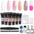 Modelones Poly Nail Gel Kit Enhancement Builder Temperature Color Changing Acrylic Extension with Slip Solution Trial Professional Technician All-in-One French Kit