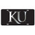 Kansas Jayhawks Laser Cut Inlaid Mirrored Black Plate w/Silver KU
