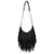 LUI SUI Women's Fashion Fringed Shoulder Bag Tassel Cross Body Bags (Black)