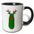 3dRose mug_220478_4 Funny Pickle with Red Nose and Antlers like Rudolph Reindeer - Two Tone Black Mug, 11oz