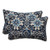 Pillow Perfect Outdoor/Indoor Woodblock Prism Lumbar Pillows, 11.5" x 18.5", Blue, 2 Pack