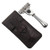 Parker Safety Razor's Chrome Handle Travel Razor (Accepts Mach 3 and Gillette3 Blades) - Genuine Leather Case Included