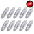 10 Pcs TMH Mini Side Led Marker (QR Model) Clear Lens RED Light + Chrome Bezel, Universal LED Clearance Markers Truck Trailer Boat ATV Marine Marker lights, side marker lights