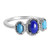 Carolyn Pollack Sterling Silver Turquoise and Blue Lapis Gemstone 3-Stone Ring Size 8