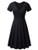 MSBASIC Women's Deep V Neck Short Sleeve Unique Cross Wrap Casual Flared Midi Dress Medium Black