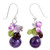 NOVICA Garnet and Amethyst Cluster Earrings with Cultured Freshwater Pearls and Peridot, Bright Bouquet'