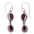 NOVICA Garnet .925 Sterling Silver Teardrop Dangle Hook Earrings 'Halo of Beauty'