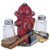 Glass Salt and Pepper Shakers - Fire Hydrant Hose Salt and Pepper with Holder for Kitchen - Simple Salt and Pepper Shakers with Lids - Rustic Salt and Pepper Caddy Spices and Seasonings Set