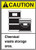 Accuform MRHL603VS Sign, Legend"Caution Chemical Waste Storage Area.", 14" Length x 10" Width x 0.004" Thickness, Adhesive Vinyl, 14" x 10", Yellow/Black on White