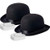 NJ Novelty - Black Derby Hat, 5" Tall Felt Bowler Hat Dress Up Costume Accessory (Black - 2 Pack)