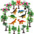 Trees Cake Decorations, OrgMemory Dinosaurs Trees with Bases, 21pcs, Mini Dinosaurs, Dinosaur Toys, Diorama Supplies for Woodland Scenics or Cake Decorations (Dinosaurs and Trees)