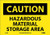 NMC C310P OSHA Sign, Legend "CAUTION - HAZARDOUS MATERIAL STORAGE AREA", 10" Length x 7" Height, Pressure Sensitive Vinyl, Black on Yellow