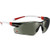 NoCry Work & Sports Safety Sunglasses - with Green Tinted Anti Scratch Wrap-Around Lenses, Non-Slip Grips, UV 400 Protection, Adjustable Fit, White & Red Frames