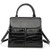 Women Leather Satchel Purses and Handbags Crocodile Shoulder Bags Top Handle Purses Tote Work Bags Crossbody(Black)