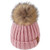 Kids Winter Knitted Pom Beanie Bobble Hat Cotton Lined Faux Fur Ball Pom Pom Cap Unisex Kids Beanie Hat