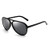 JIM HALO Polarized Aviator Sunglasses Men Women Oversize Plastic Driving Glasses (Black Frame/Polarized Grey Lens)