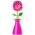 Vigar Flower Power Pink Dish Brush with Vase, 10-Inches, Pink, Green
