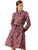 Allegra K Women's Mock Neck Floral Flare Long Sleeve A-line Tie Waist Dress Small Red