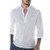 Mens Long Sleeve Henley Shirt Cotton Linen Beach Yoga Loose Fit Henleys Tops White